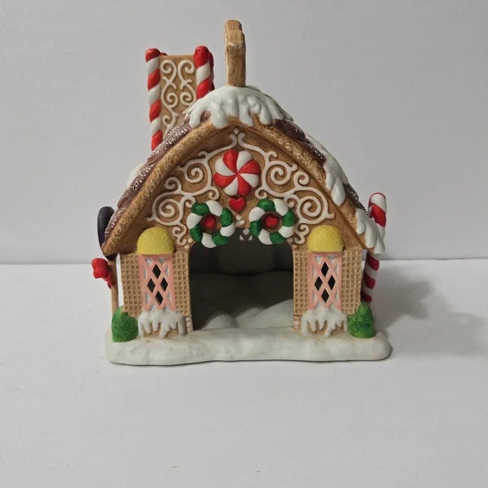 PartyLite Gingerbread House Tealight Candle Holder Ceramic Christmas Village